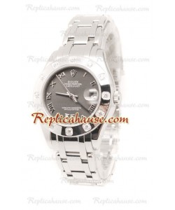 Datejust Rolex Reloj de imitación Japonés en acero inoxidable y Dial Gris - 34MM