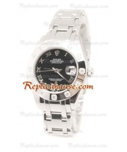 Datejust Rolex Reloj de imitación Japonés en acero inoxidable y Dial Negro - 34MM