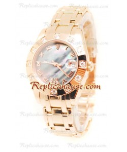 Pearlmaster Datejust Rolex Reloj Japonés en Oro Rosa y Dial color Perla - 34MM