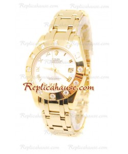 Datejust Rolex Reloj Suizo en Oro Amarillo y Dial Blanco - 36MM