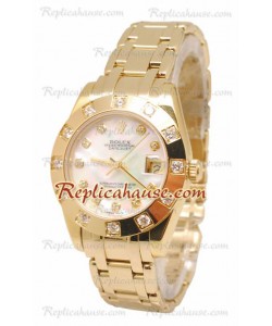 Pearlmaster Datejust Rolex Reloj Japonés en Oro Amarillo con Dial Color Perlado - 34MM