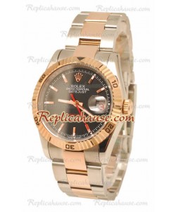 Datejust Turn O Graph Rolex Reloj Suizo in Dial en oro rosa Negro 