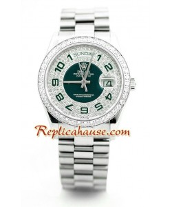 Rolex Réplica Day Date Dial Aniversario 50 Años con diamantes Reloj