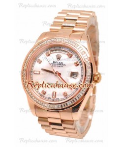 Rolex Day Date II Dial rosa perlado Rose Gold Reloj Suizo Bisel de diamantes, 44MM 41MM
