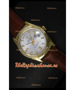 Rolex Day Date 36MM Reloj Réplica Suizo en Oro Amarillo - Dial de Plata