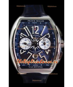 Franck Muller Vanguard Reloj Suizo Cronógrafo en Acero 904L Dial Azul