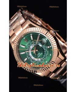 Rolex SkyDweller Reloj Suizo Caja de Oro Rosado de 18 K - Edición DIW Dial Verde