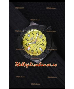 Breitling Avenger Blacksteel Reloj Replica Suizo revestimiento DLC, Dial Amarillo