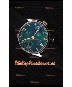 IWC Portugieser Versión Suiza Actualizada - Reloj Replica Suizo a Espejo 1:1Dial Verde Caja de Acero