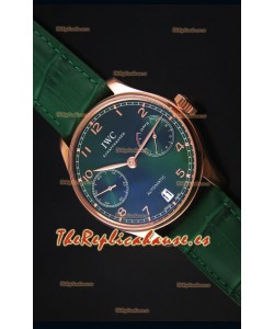 IWC Portugieser Swiss 1:1 Reloj Replica a Espejo Dial Verde Caja en Oro Rosado
