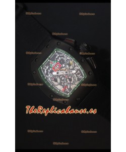 Richard Mille RM011 Filipe Massa Reloj Replica Suizo Revestimiento PVD en correa Negra de Nylon