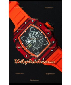 Richard Mille RM35-01 Reloj con Caja de Carbón Forjado Rojo de una sola Pieza en Correa color Naranja