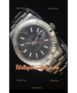 Rolex Datejust II 41MM Reloj Replica Suizo con Movimiento Cal.3136 Dial en color Gris, Marcadores de Hora tipo Stick