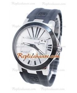 Ulysse Nardin Executive Dual Time Dial Blanco Black Strap Reloj